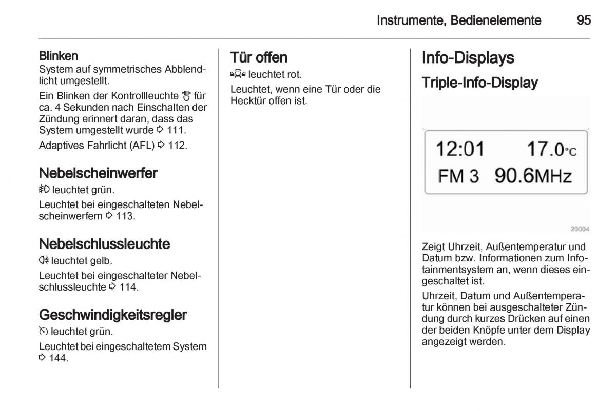 Opel Zafira B Handbuch / page 97