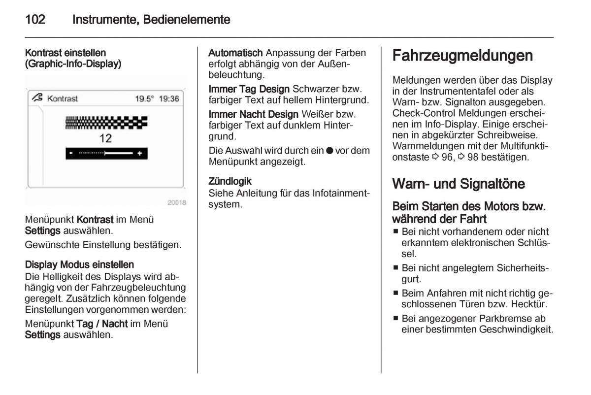 Opel Zafira B Handbuch / page 104