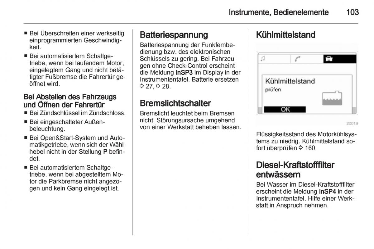 Opel Zafira B Handbuch / page 105