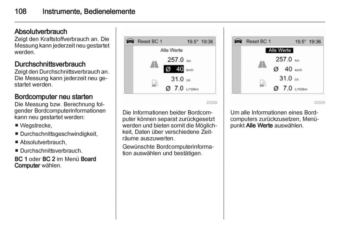 Opel Zafira B Handbuch / page 110