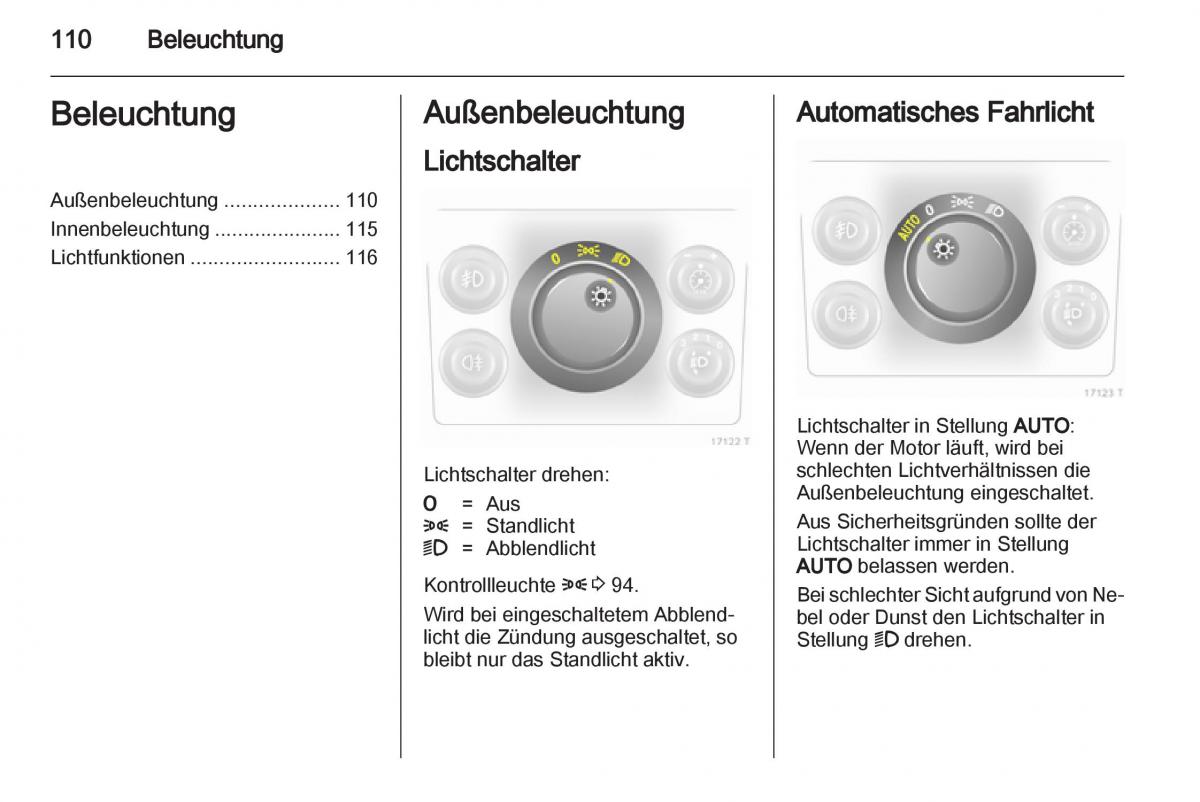 Opel Zafira B Handbuch / page 112