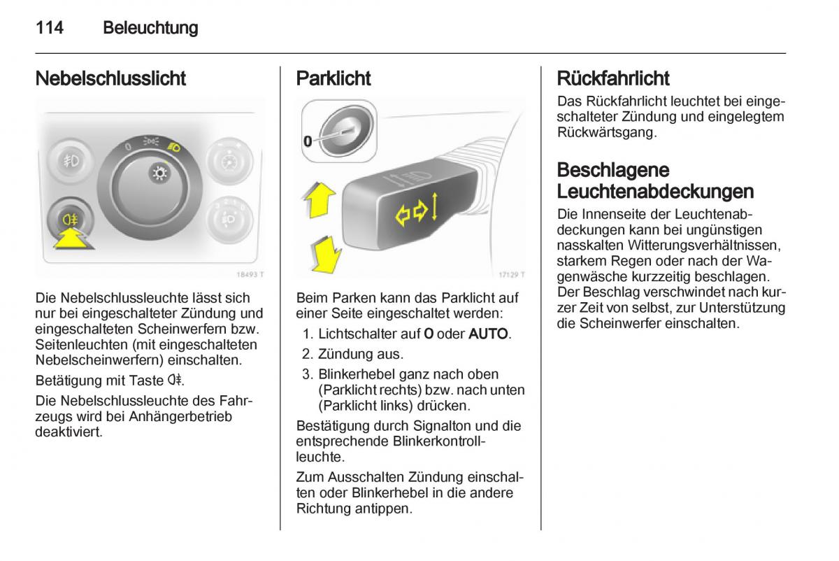 Opel Zafira B Handbuch / page 116