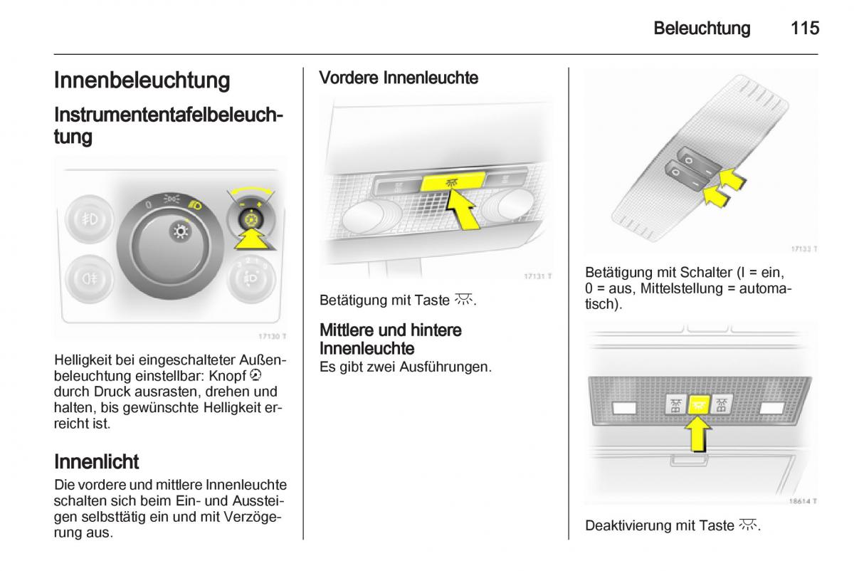 Opel Zafira B Handbuch / page 117