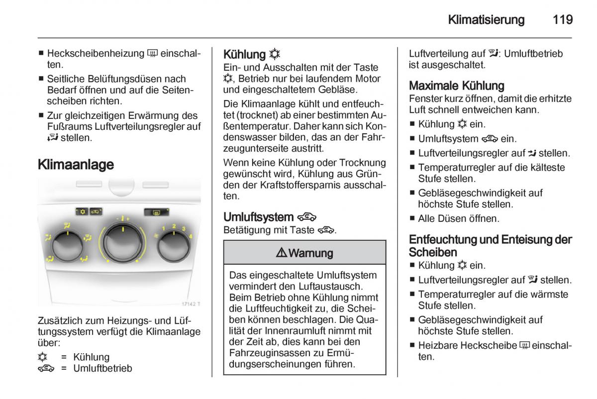 Opel Zafira B Handbuch / page 121