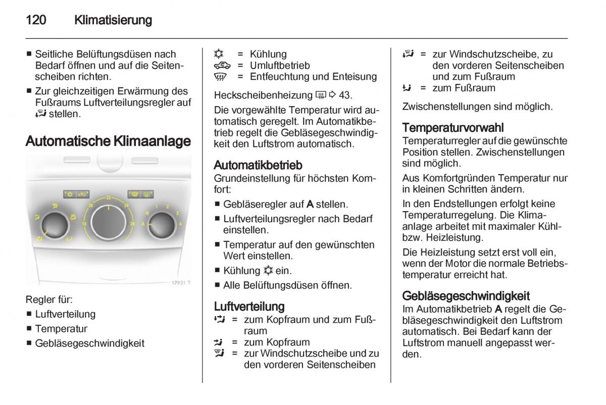 Opel Zafira B Handbuch / page 122