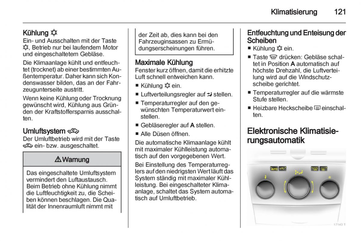 Opel Zafira B Handbuch / page 123