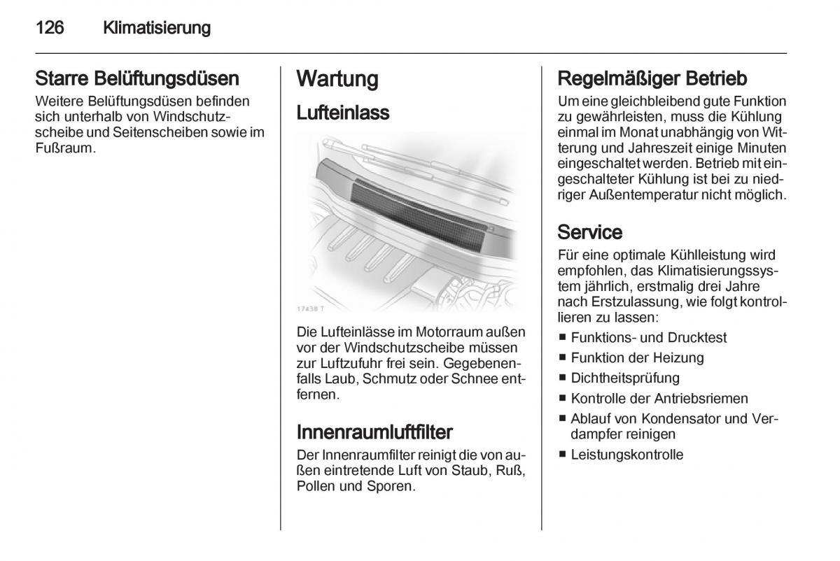 Opel Zafira B Handbuch / page 128