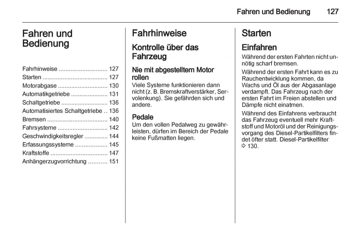 Opel Zafira B Handbuch / page 129