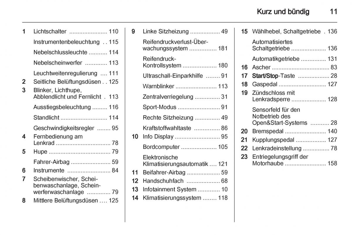 Opel Zafira B Handbuch / page 13