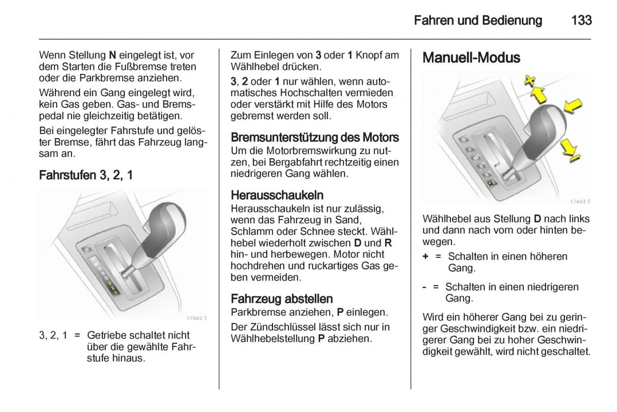 Opel Zafira B Handbuch / page 135