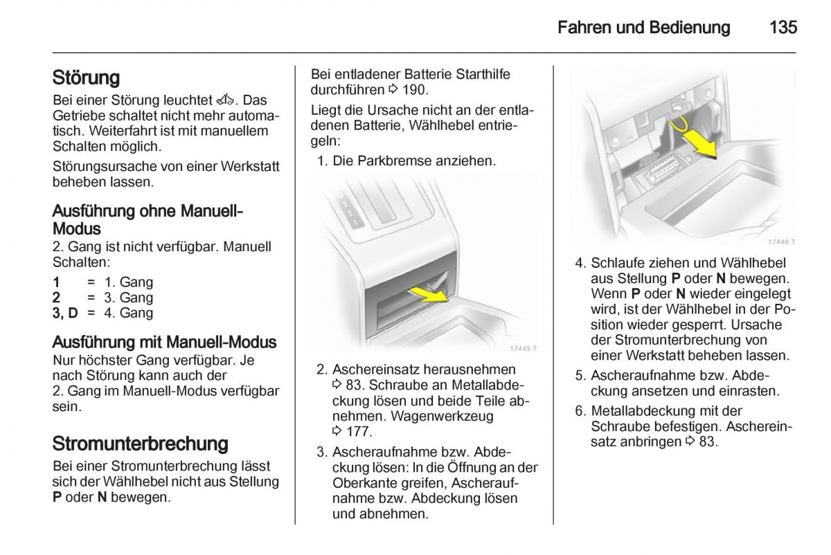 Opel Zafira B Handbuch / page 137