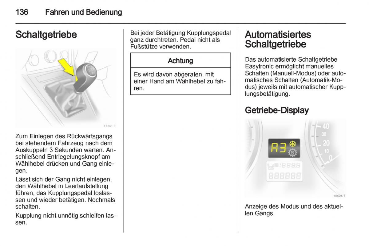 Opel Zafira B Handbuch / page 138