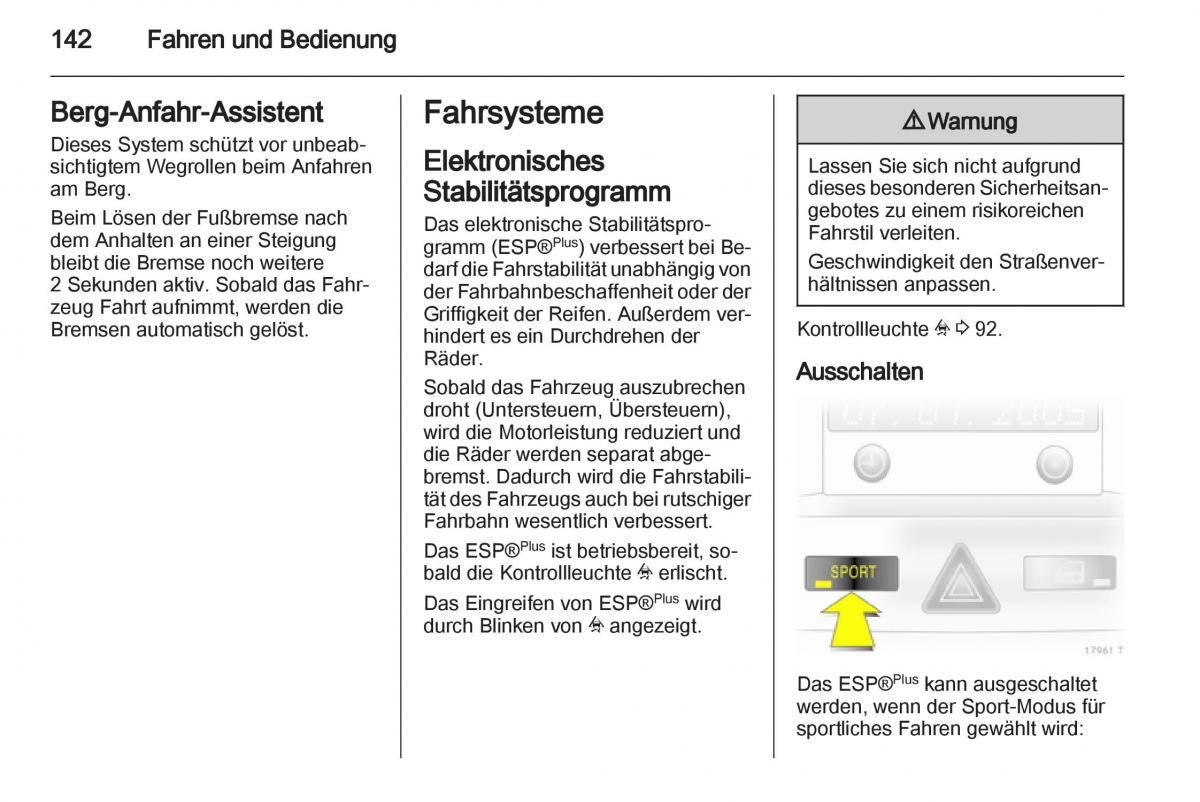 Opel Zafira B Handbuch / page 144