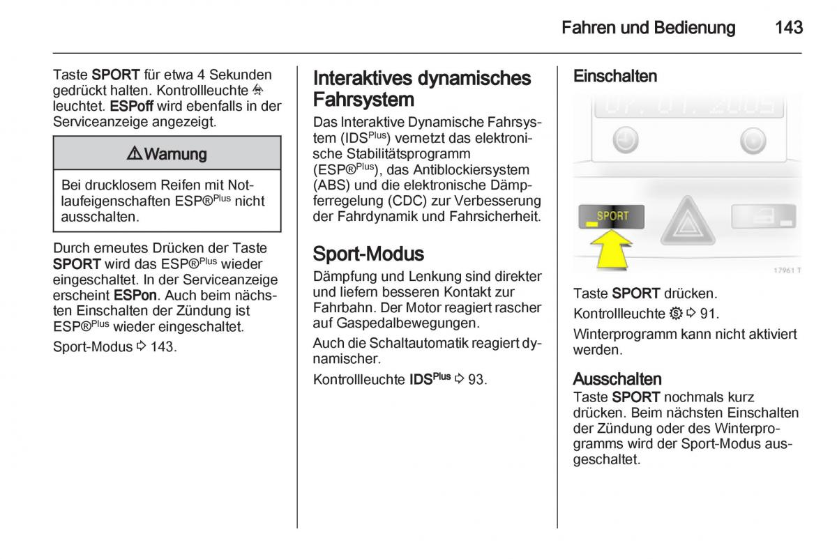 Opel Zafira B Handbuch / page 145