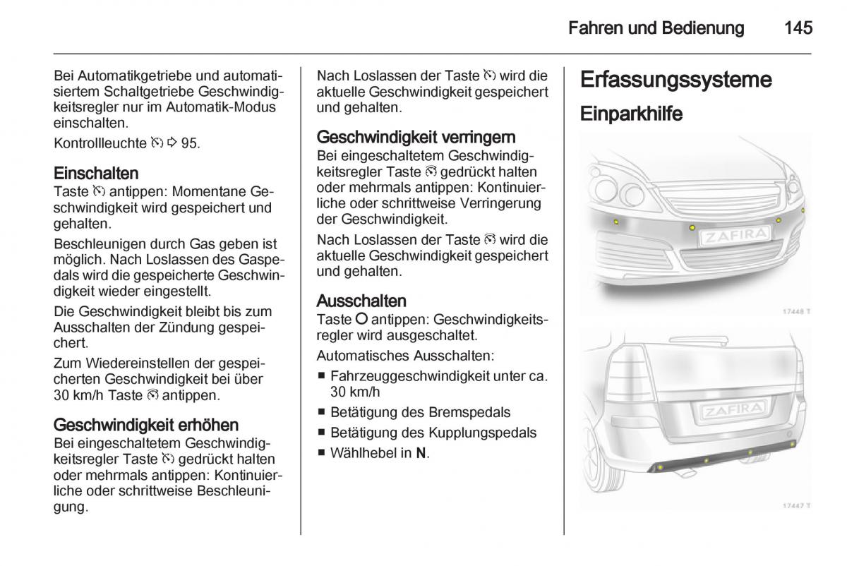 Opel Zafira B Handbuch / page 147