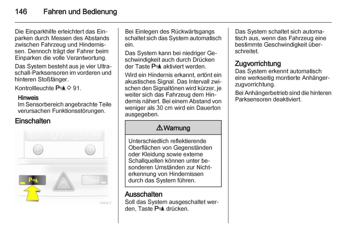 Opel Zafira B Handbuch / page 148