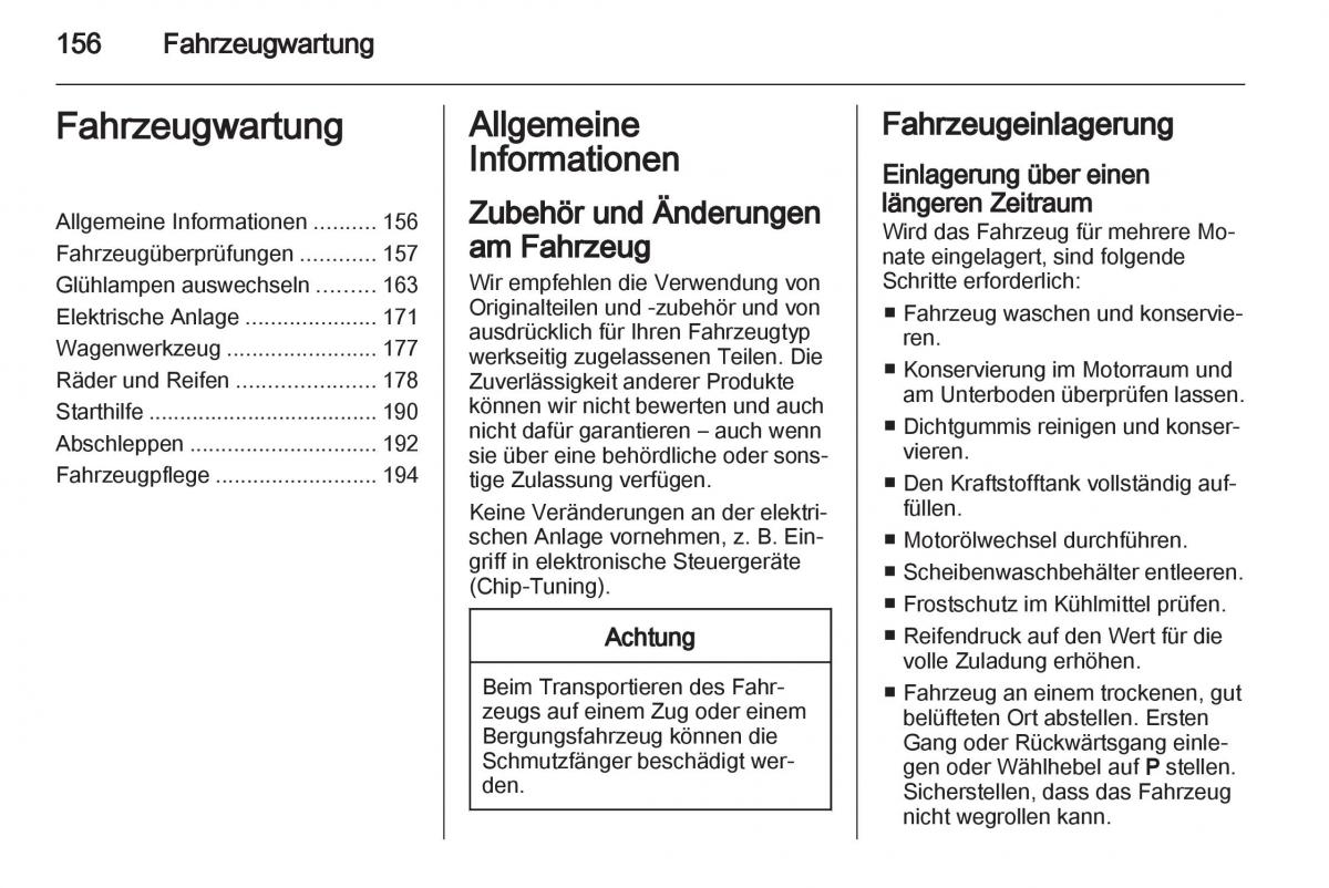 Opel Zafira B Handbuch / page 158