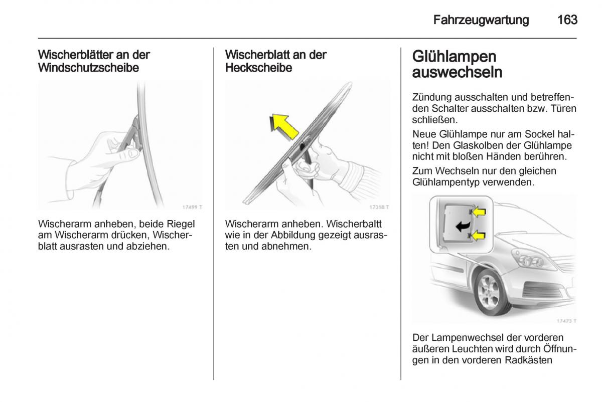 Opel Zafira B Handbuch / page 165