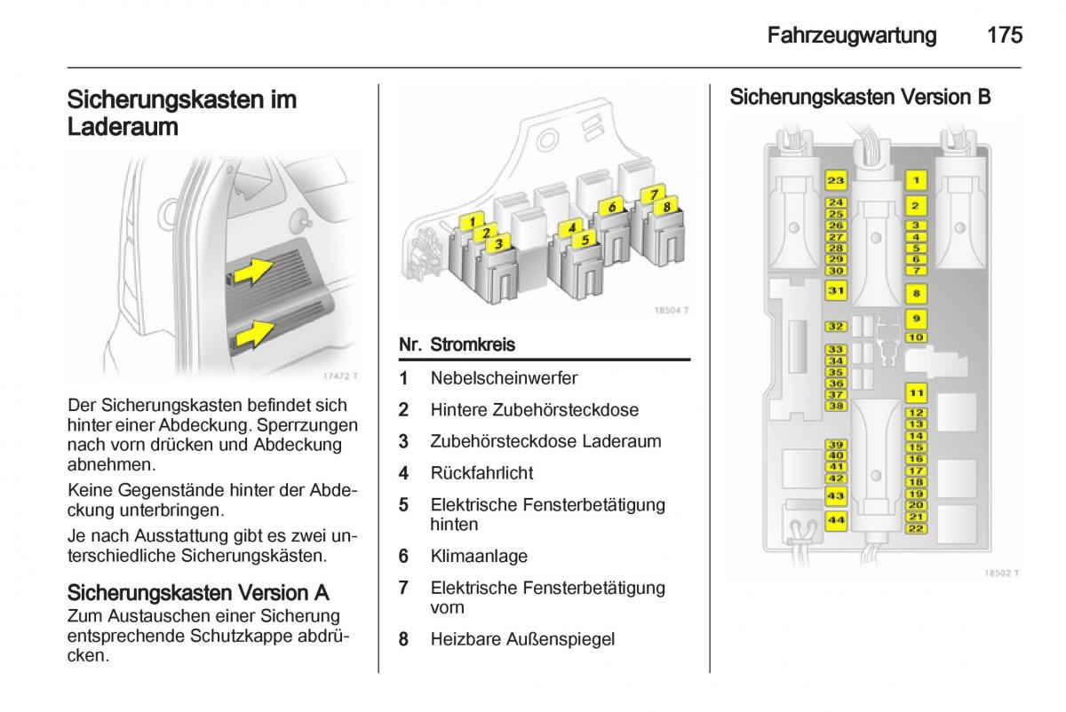 Opel Zafira B Handbuch / page 177