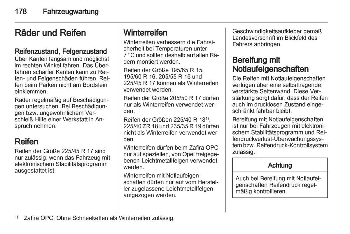 Opel Zafira B Handbuch / page 180