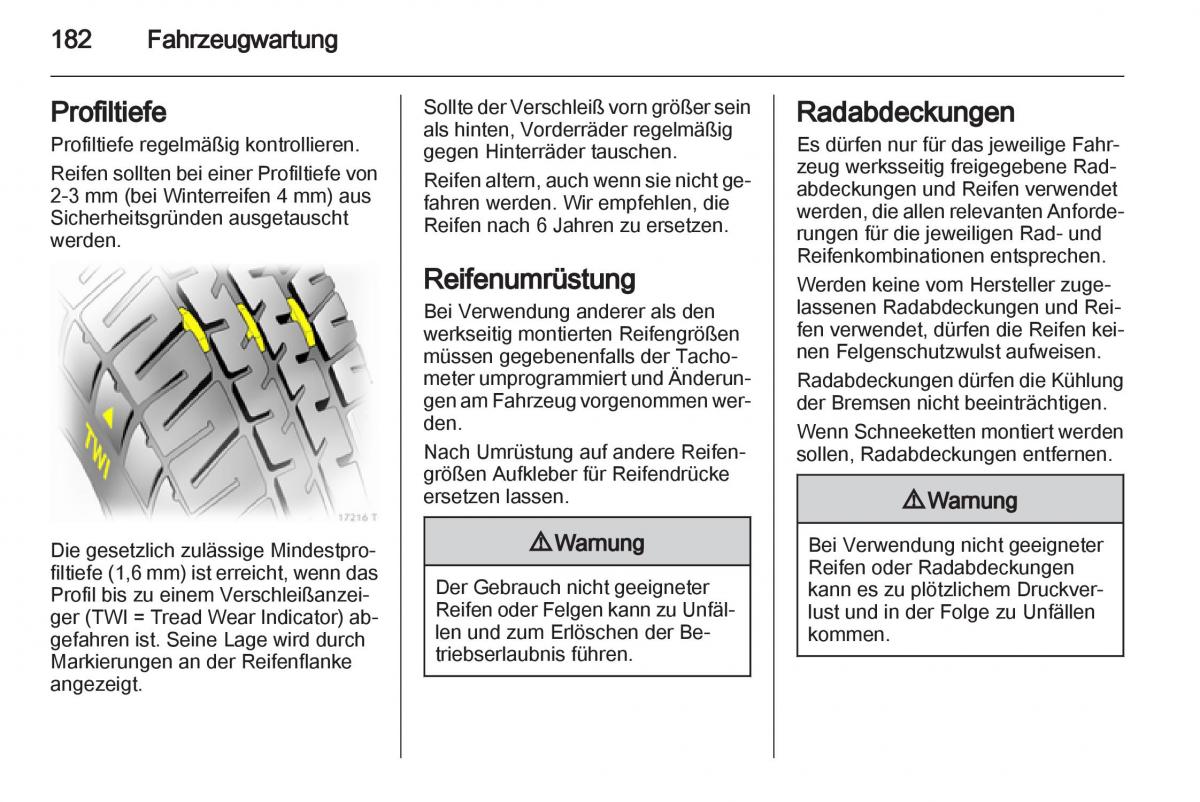 Opel Zafira B Handbuch / page 184