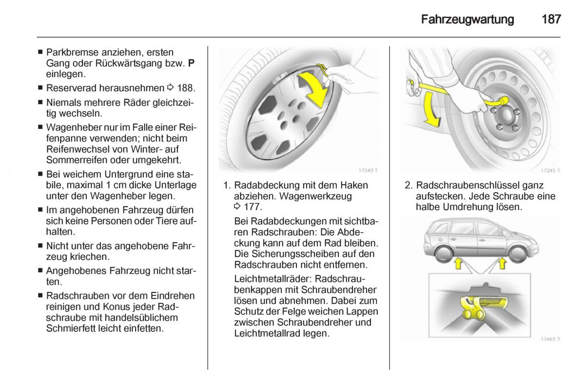 Opel Zafira B Handbuch / page 189