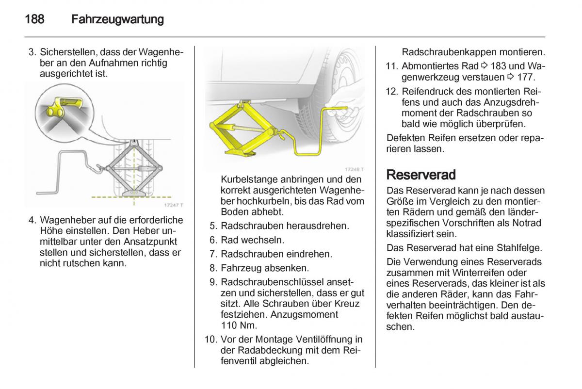 Opel Zafira B Handbuch / page 190