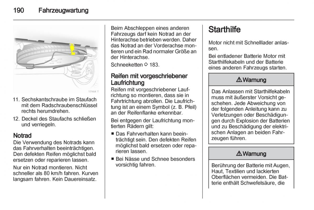 Opel Zafira B Handbuch / page 192