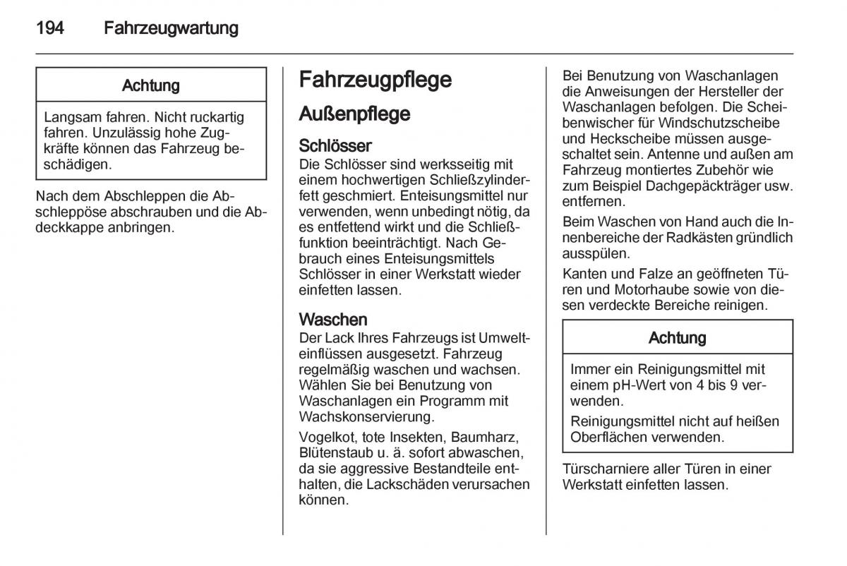 Opel Zafira B Handbuch / page 196