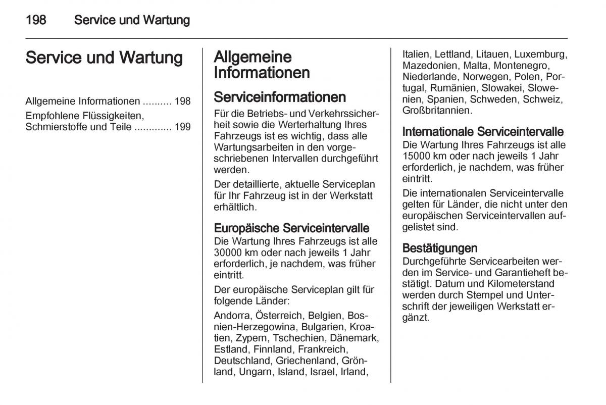 Opel Zafira B Handbuch / page 200