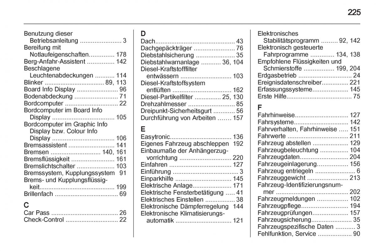 Opel Zafira B Handbuch / page 227