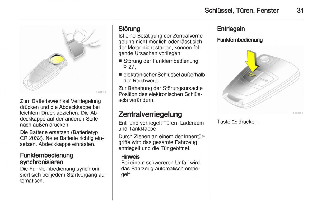 Opel Zafira B Handbuch / page 33