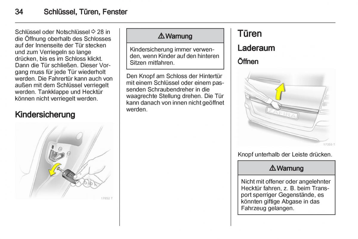 Opel Zafira B Handbuch / page 36