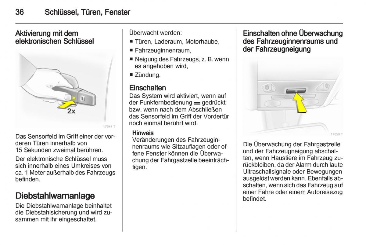 Opel Zafira B Handbuch / page 38