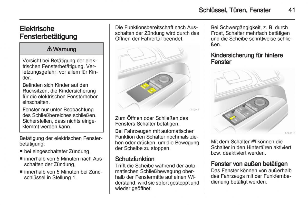 Opel Zafira B Handbuch / page 43