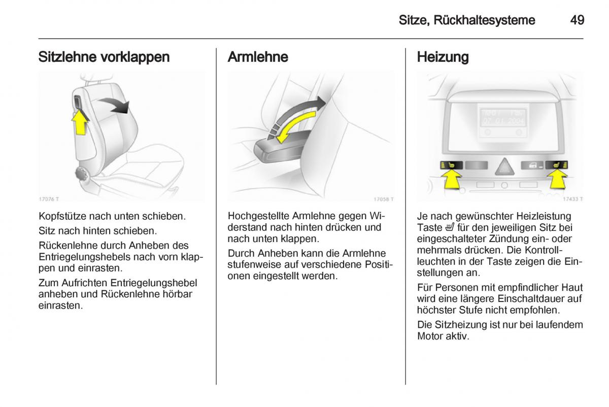 Opel Zafira B Handbuch / page 51