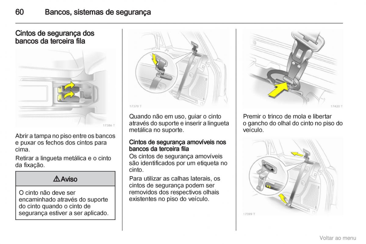 Opel Zafira B manual del propietario / page 61