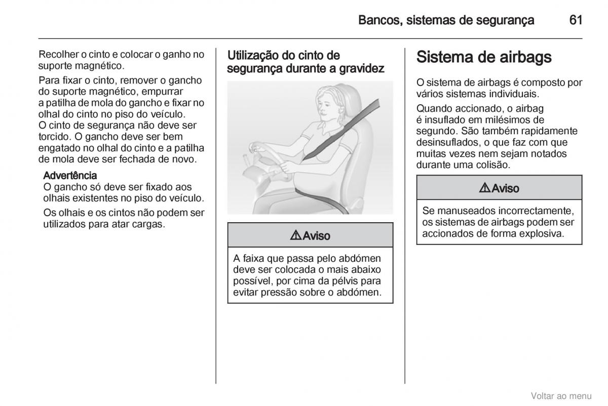 Opel Zafira B manual del propietario / page 62