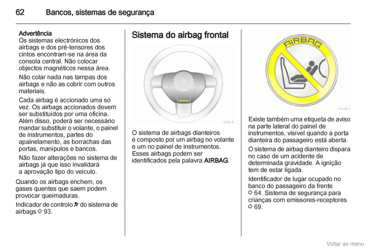 Opel Zafira B manual del propietario / page 63