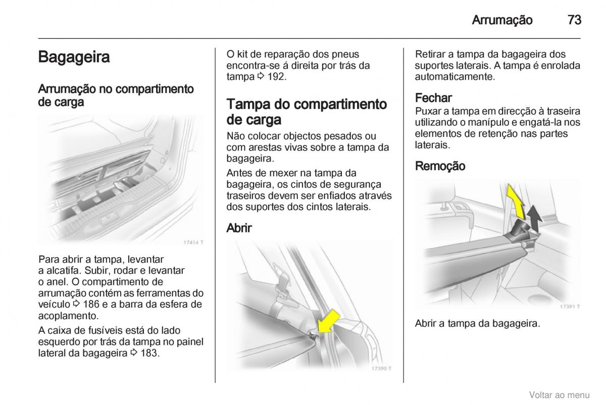 Opel Zafira B manual del propietario / page 74