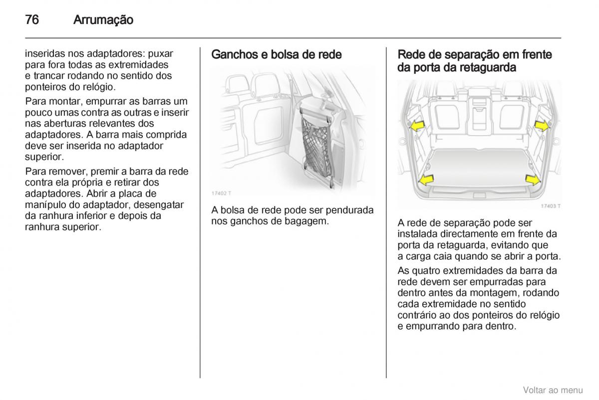 Opel Zafira B manual del propietario / page 77