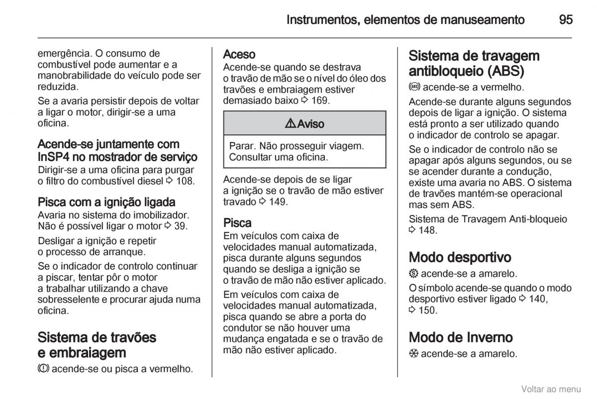 Opel Zafira B manual del propietario / page 96