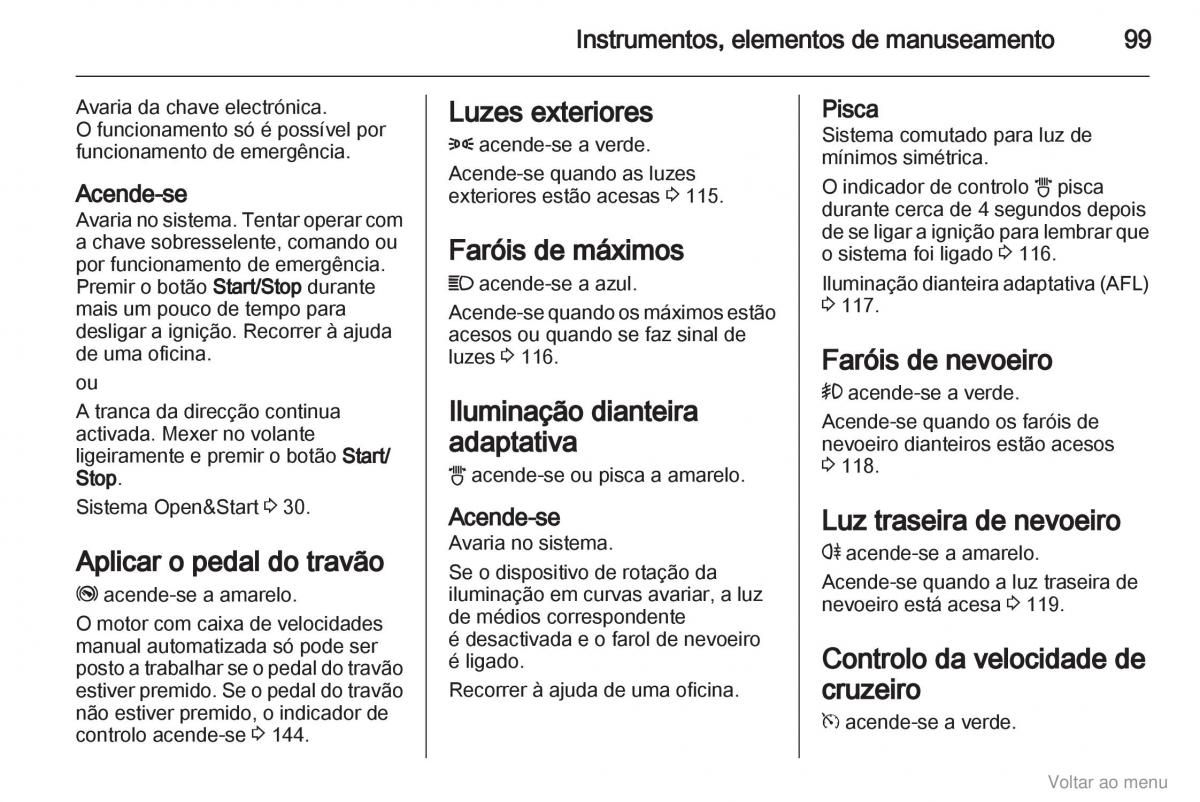 Opel Zafira B manual del propietario / page 100