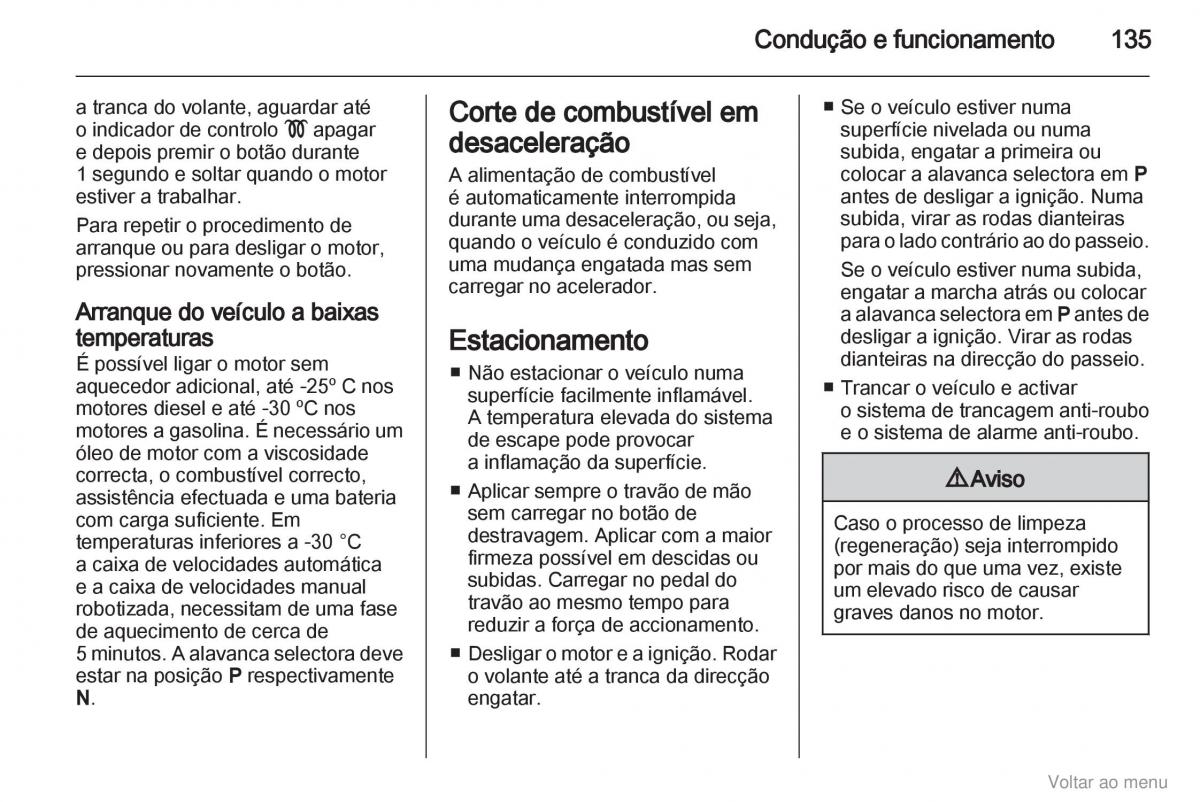 Opel Zafira B manual del propietario / page 136