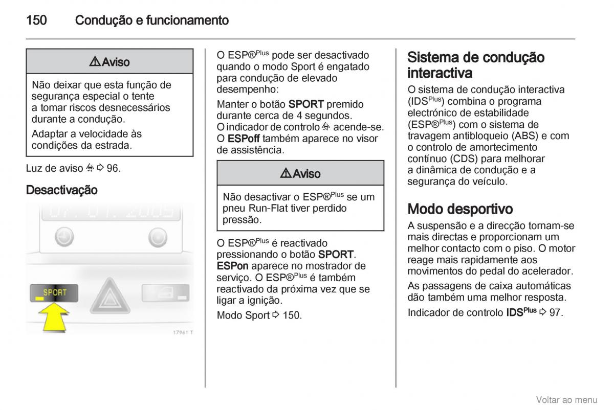 Opel Zafira B manual del propietario / page 151