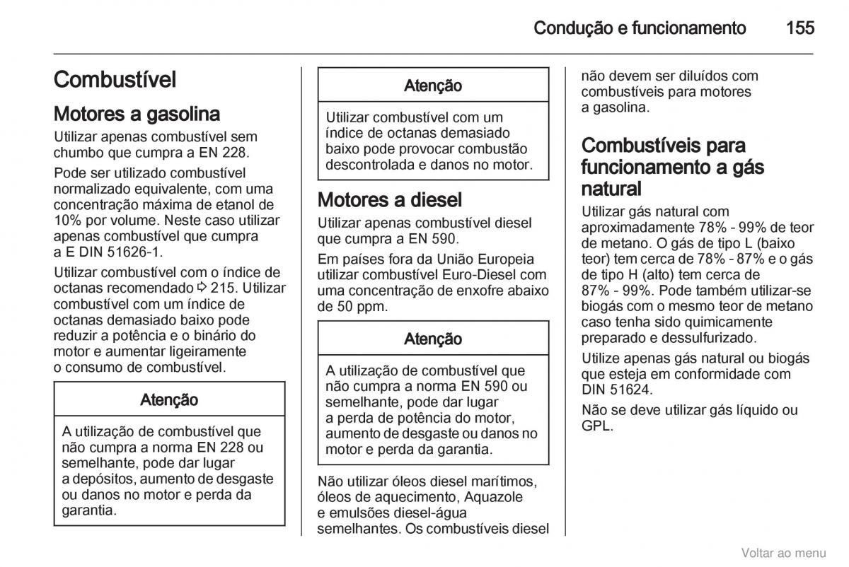 Opel Zafira B manual del propietario / page 156