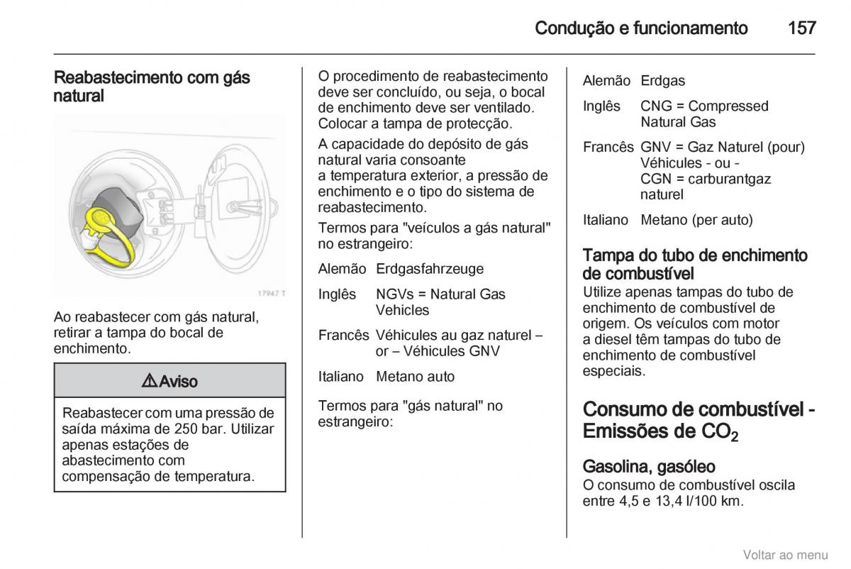 Opel Zafira B manual del propietario / page 158