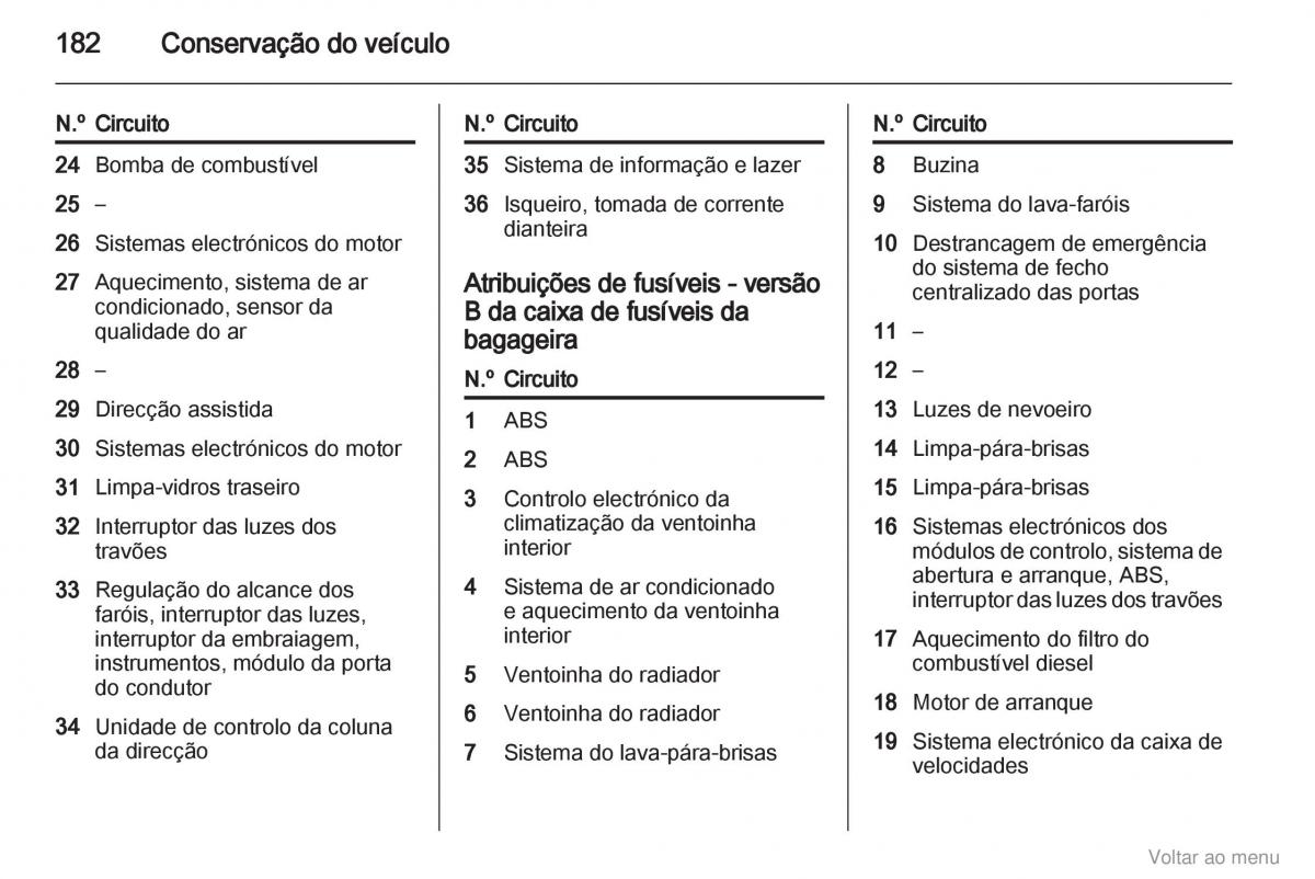 Opel Zafira B manual del propietario / page 183