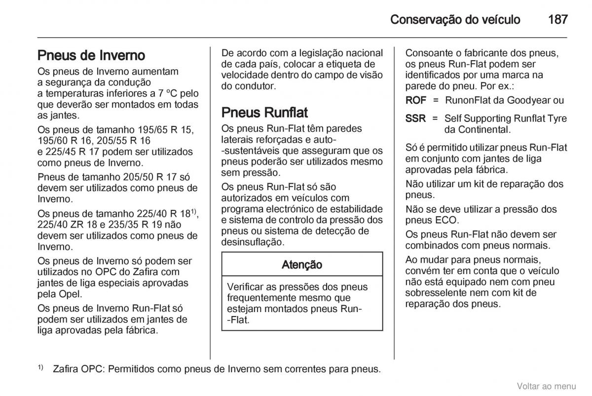 Opel Zafira B manual del propietario / page 188