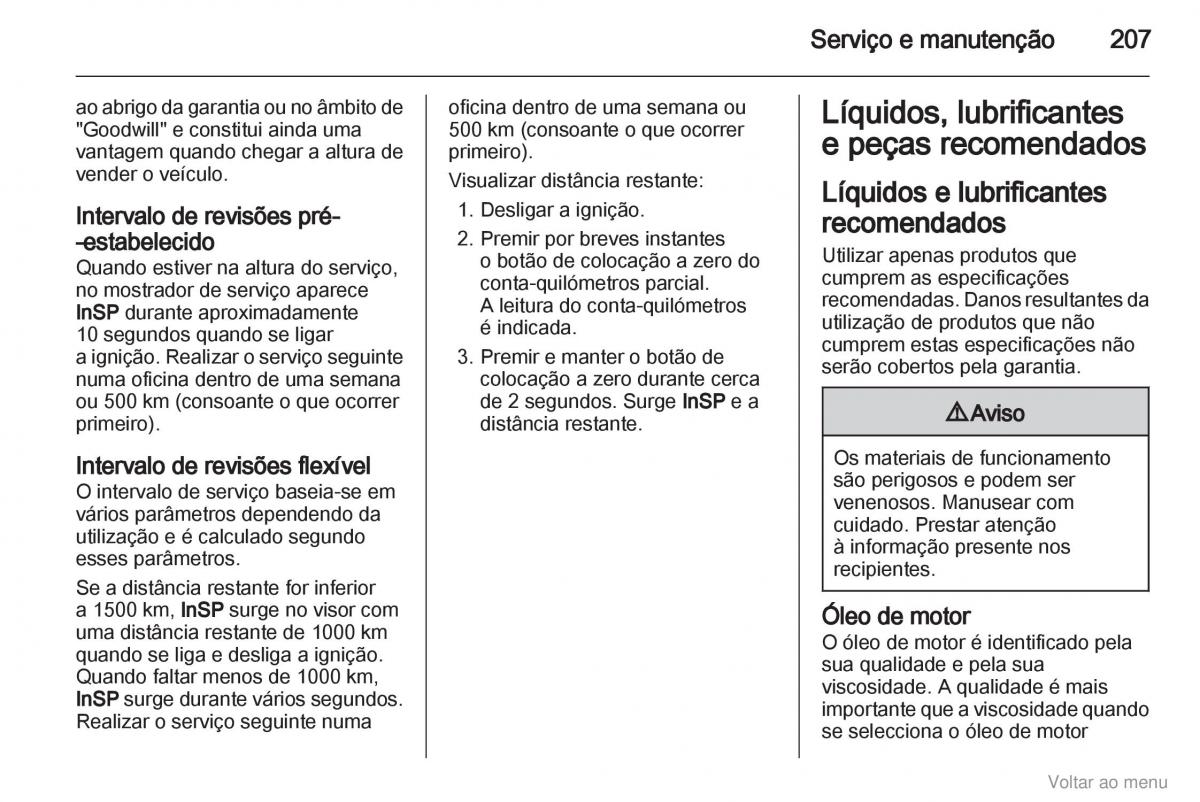 Opel Zafira B manual del propietario / page 208